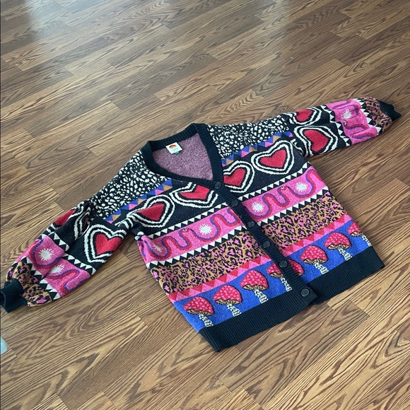 FARM Rio Sweaters - Farm Rio Mushroom Cardigan Sweater – Size L – Statement Knit